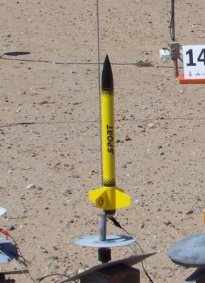 The Quest Sport rocket awaits its turn to launch.